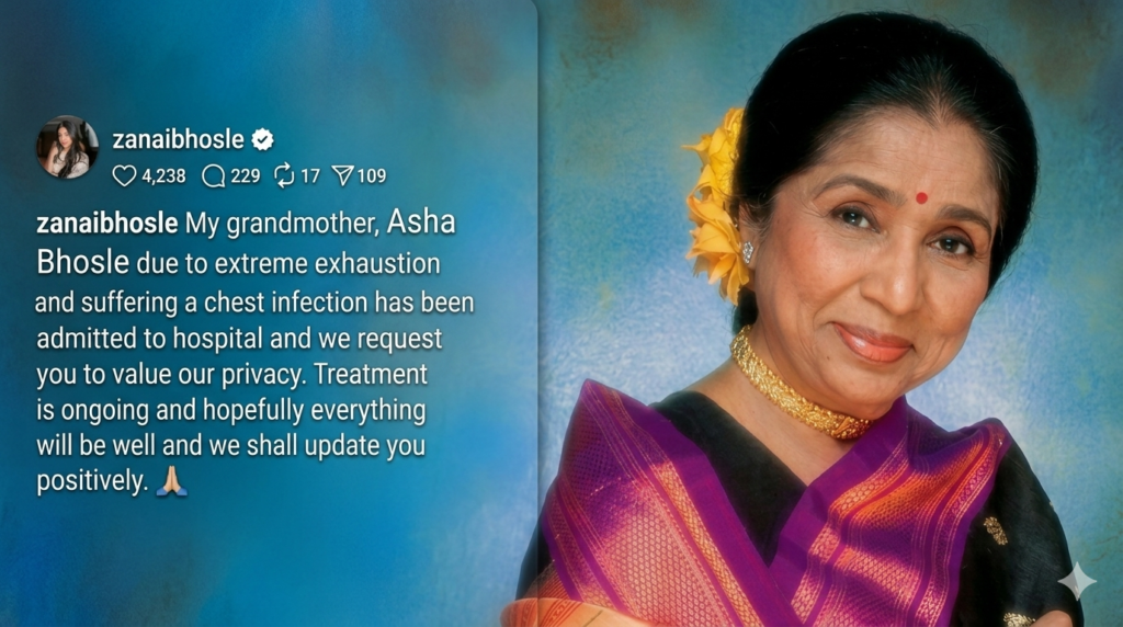 Asha bhosle admitted to hospital
